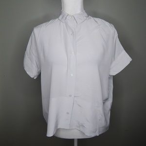 everlane women light gray silk square shirt SZ 00